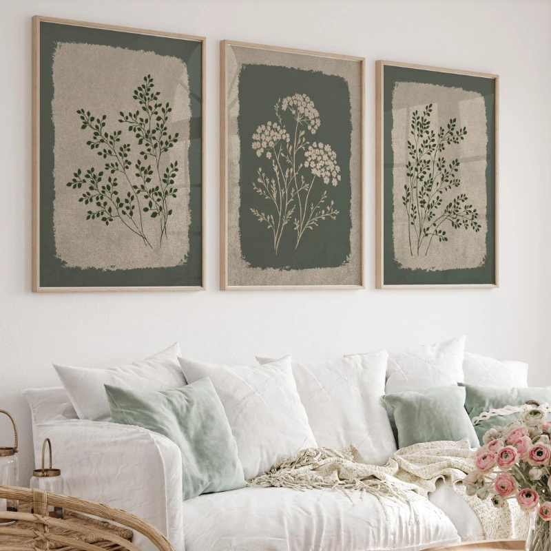 

Набор из 3-х холстов с весенними цветами, абстрактный стиль