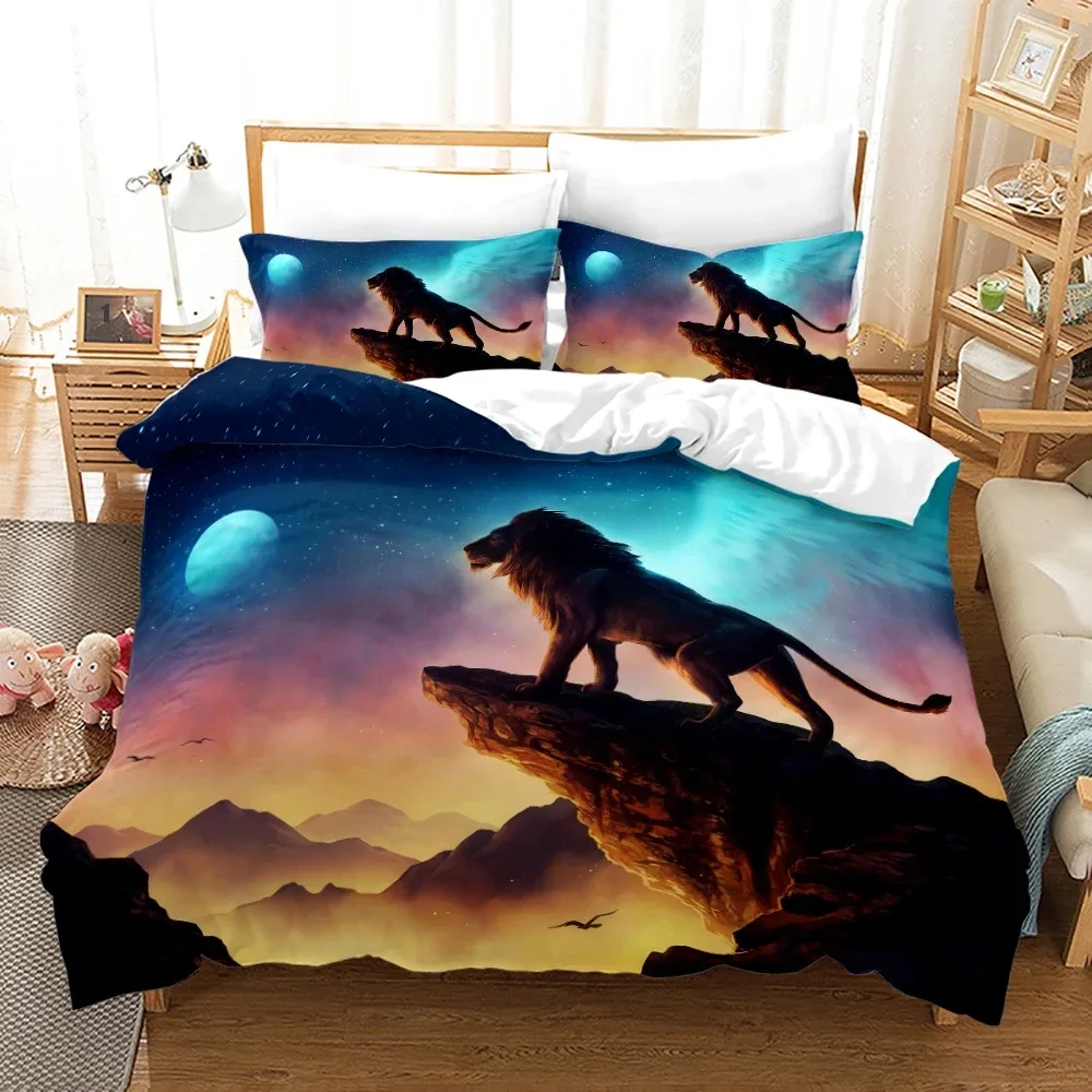 Anime Monster Bedding Set Single Twin Full Queen King Size Animal Tag Lion Wolf Bed Adult Kid Bedroom Duvetcover