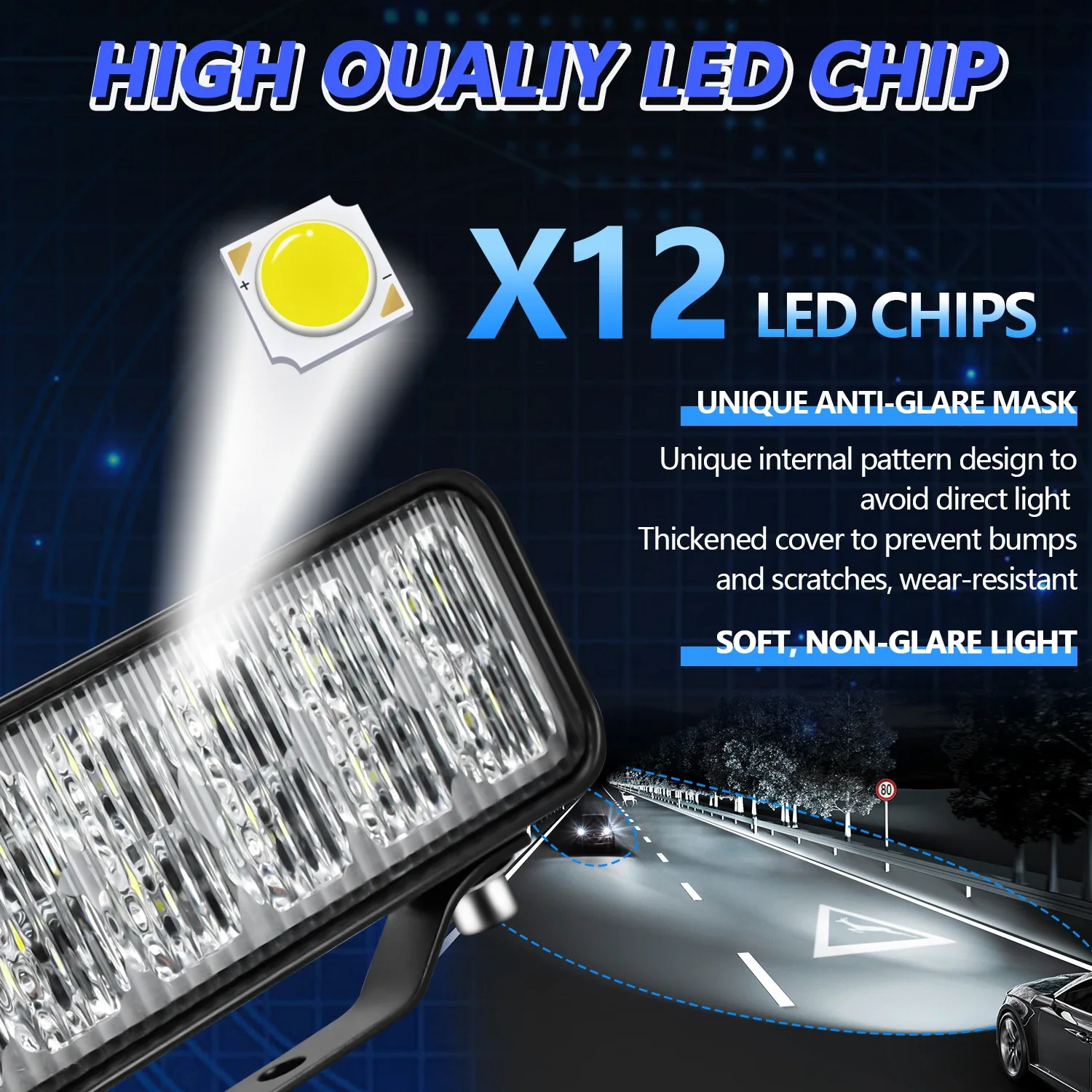 Автомобильный проектор Round Miles супер яркий 6000K точечный прожектор