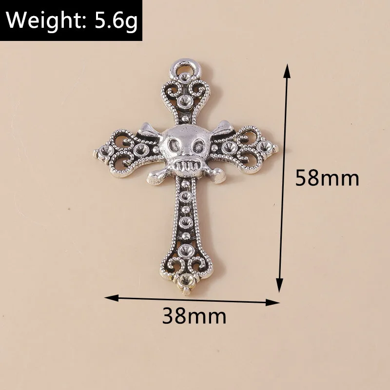 Leslie 4 шт. 38*58 мм сплав металла эстетический гот череп крест подвески для DIY