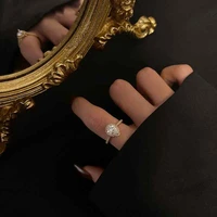 new women fashion jewelry rhinestones heart shaped ring copper alloy zircon ring elegant women opening adjustable wedding gift