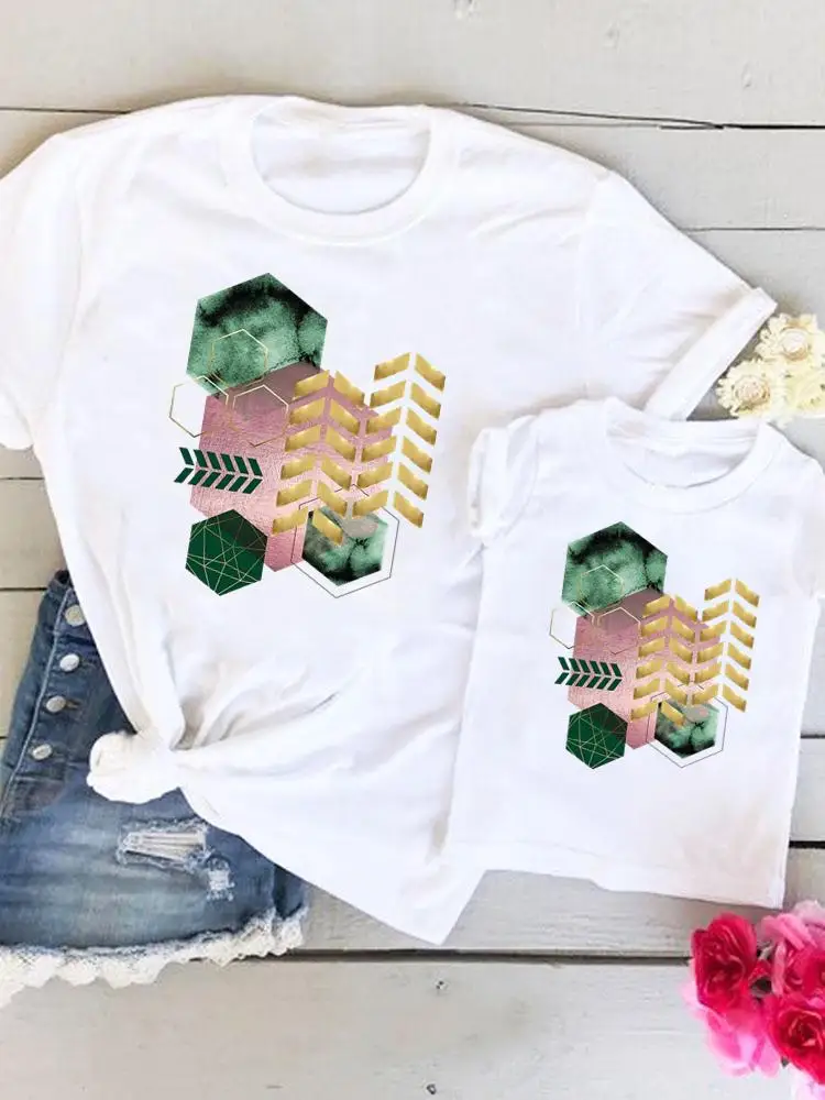 

Abstract Geometric Fashion Tee Women Kid Child Summer Mom Mama Mother Graphic T-shirt Clothes Clothing Family Matching Outfits