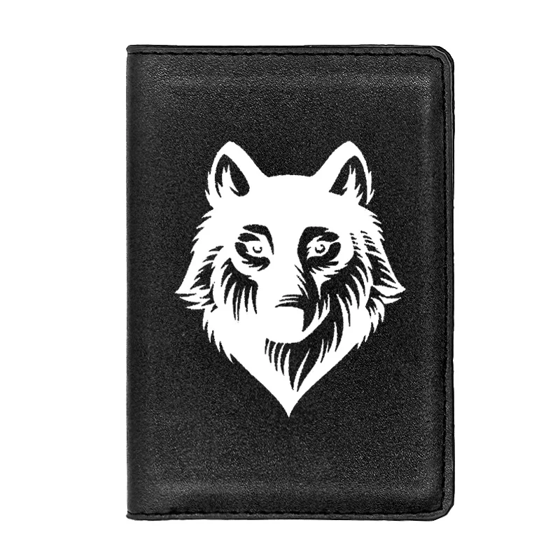 

Обложка для паспорта с головой волка для мужчин и женщин, Кожаная Обложка для удостоверения личности, кредитной карты, дорожные аксессуары, ...