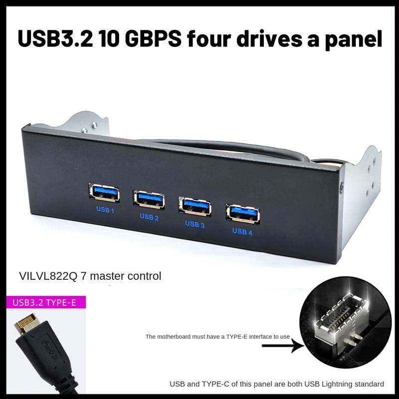 

1 Pcs Optical Drive Panel 4-Port USB Optical Drive 4X USB3.2 GEN2 3.5-Inch 5.25-Inch HUB 19PIN To C-Port Forward Reverse Plug