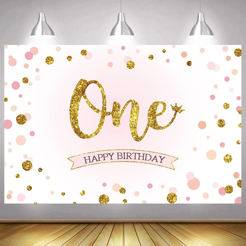 

One 1st Backdrop Girls Boy Happy Birthday Party Baby Shower First Year Animal Newborn Photography Background Photographic Banner