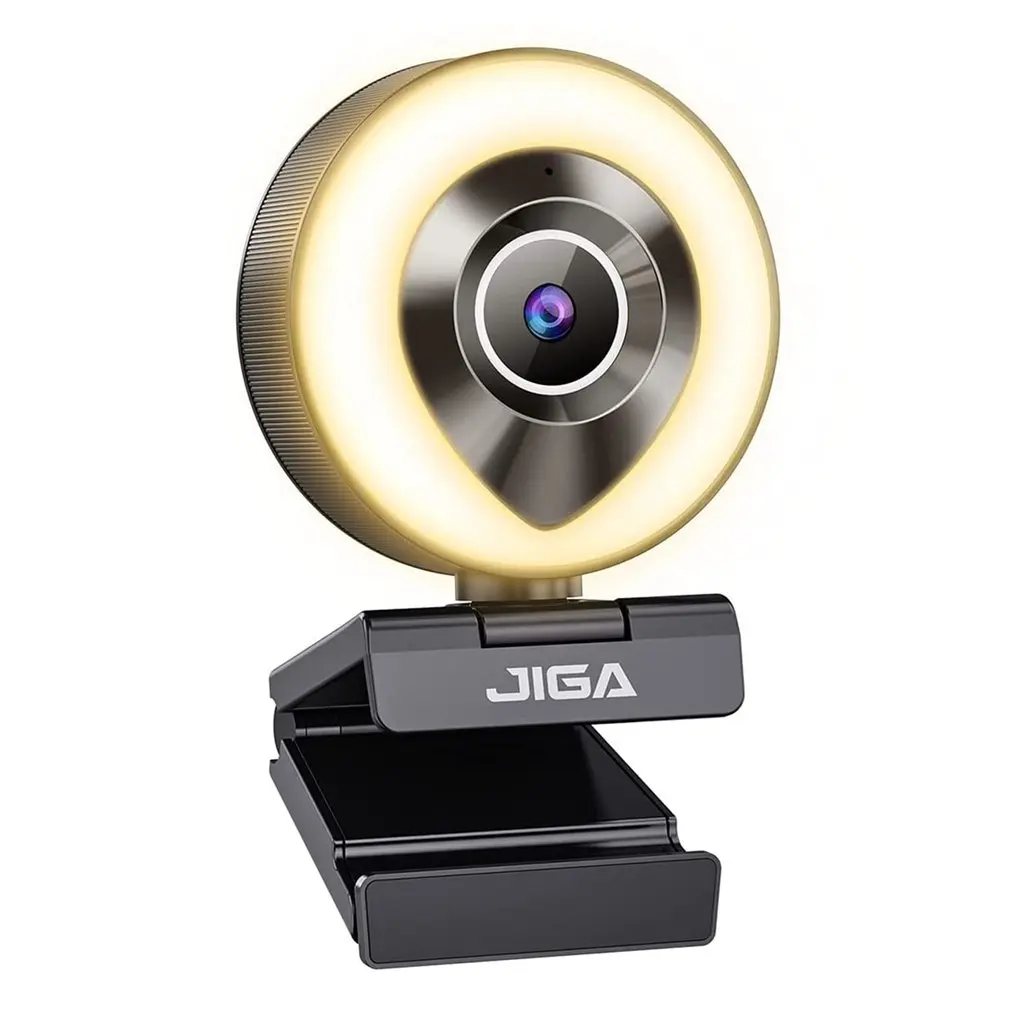 

Webcam With Microphone And Ring Light Web Camera Streaming Webcam 1080P USB Advanced Auto-Focus Adjustable Brightness