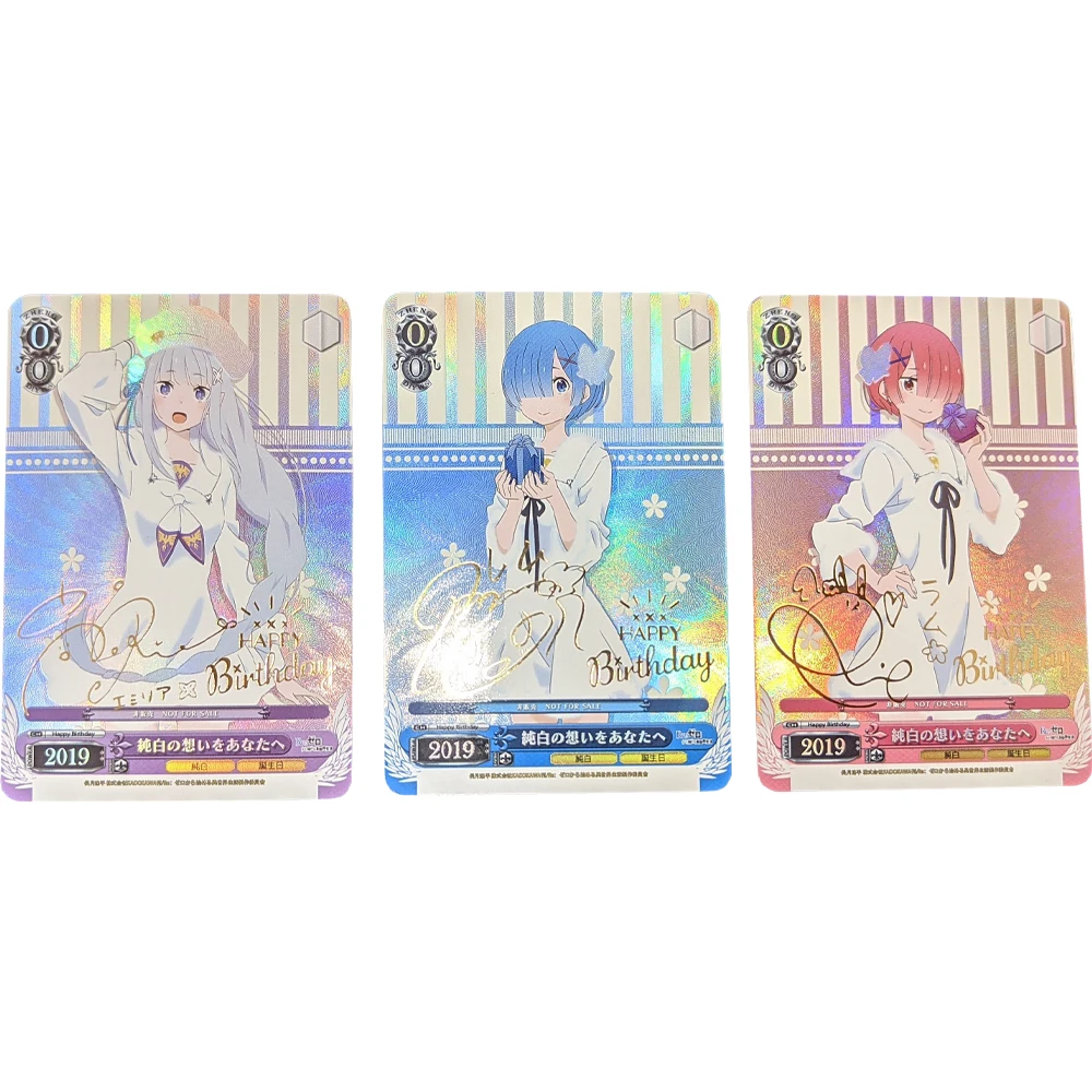 Флэш-карты Rem преломляющие горячее тиснение 3 шт./набор карта подписи ACG Kawaii Ram Emilia