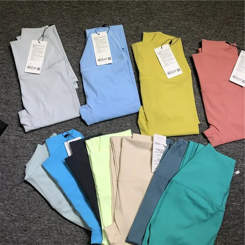 With Logo Women No T Line Align High Waist Legging Fitness Leggings Sexy Tights Workout Sport Pants Slim Elasticity Yoga Pants