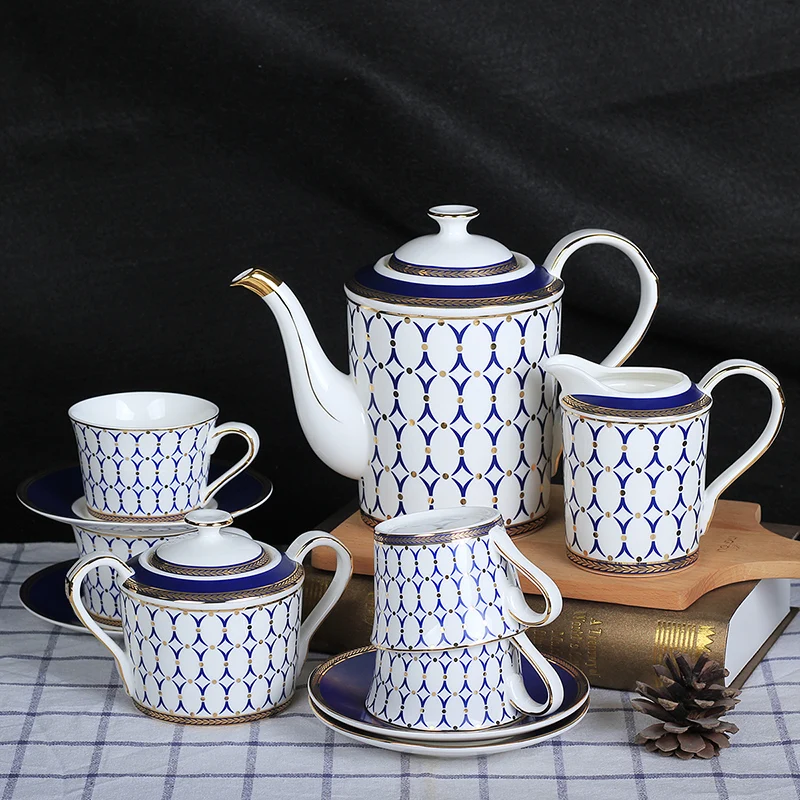 Недорогие европейские Роскошные Керамические Кофейные Наборы 11 шт. чайные чашки