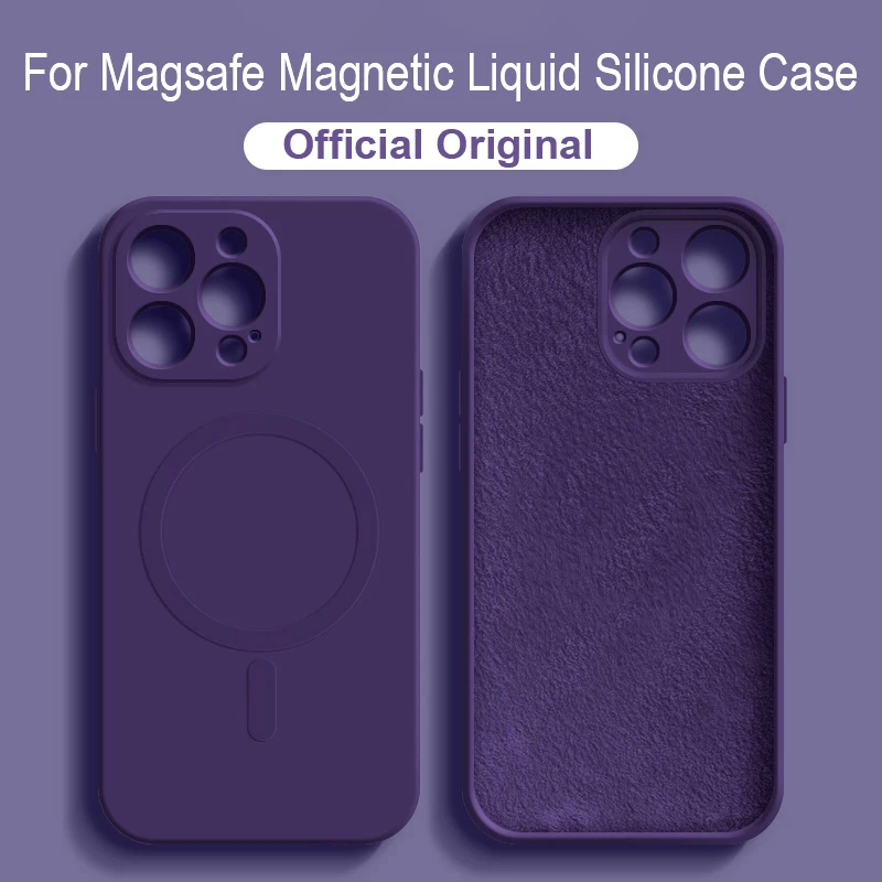 Original Liquid Silicone For Magsafe Magnetic Wireless Charge Case for iPhone 14 13 12 Mini 11 Pro Max X XR XS 7 8 Plus SE Cover