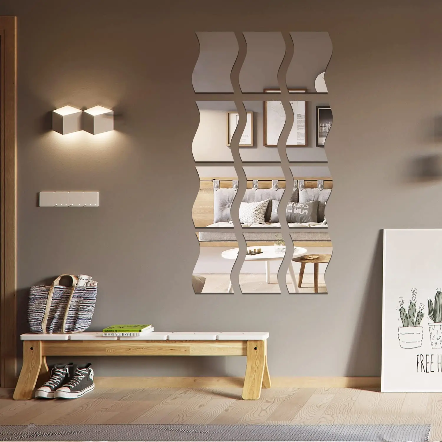 наклейка на стену зеркало для макияжа 6 шт. креативные настенные Стикеры