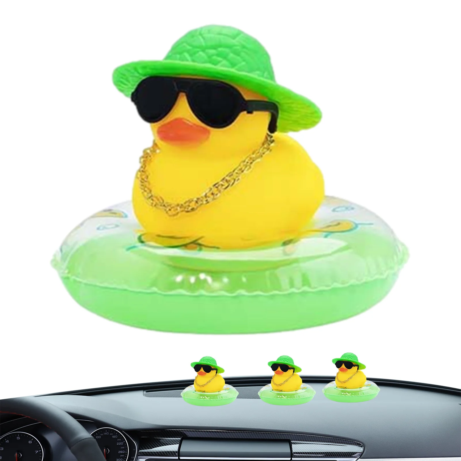 

Резиновая утка для украшения автомобиля маленькая Желтая утка с плавательным кольцом ожерелье солнцезащитные очки Детская игрушка для ванной аксессуары для автомобиля
