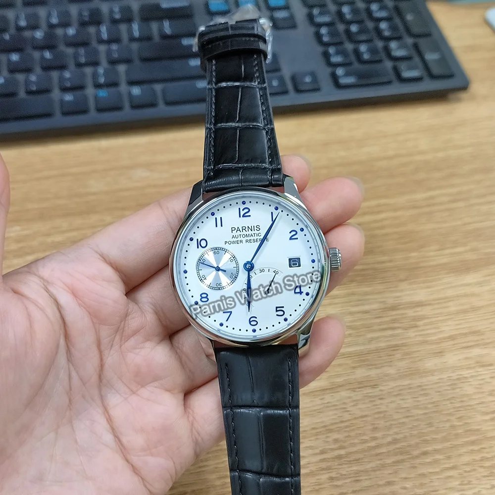 Механические наручные часы Parnis 43 мм с белым циферблатом