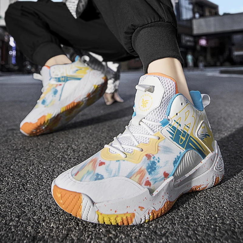 Camouflage Basketball Shoes Men Children Anti Skid  Basketball Sneakers Basketball Boots Outdoor Walking Sneakers