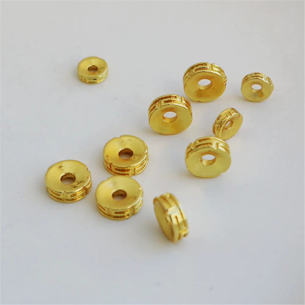 

18K Gold Filled Plated Accessories swastika beads wheel beads gasket DIY bracelet necklace beads loose beads match beads