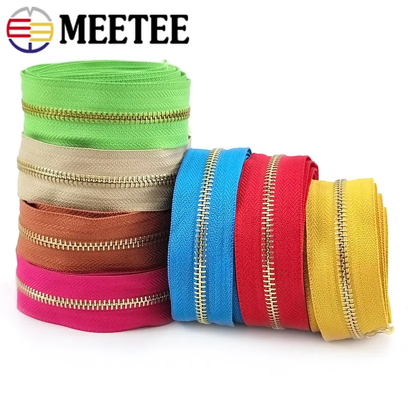 

1Yard 5# Metal Zipper Tape Gold Teeth Decorative Zipper Repair Kit Backpack Bag Clothes Coat Jacket Suitcases Sewing Accessories