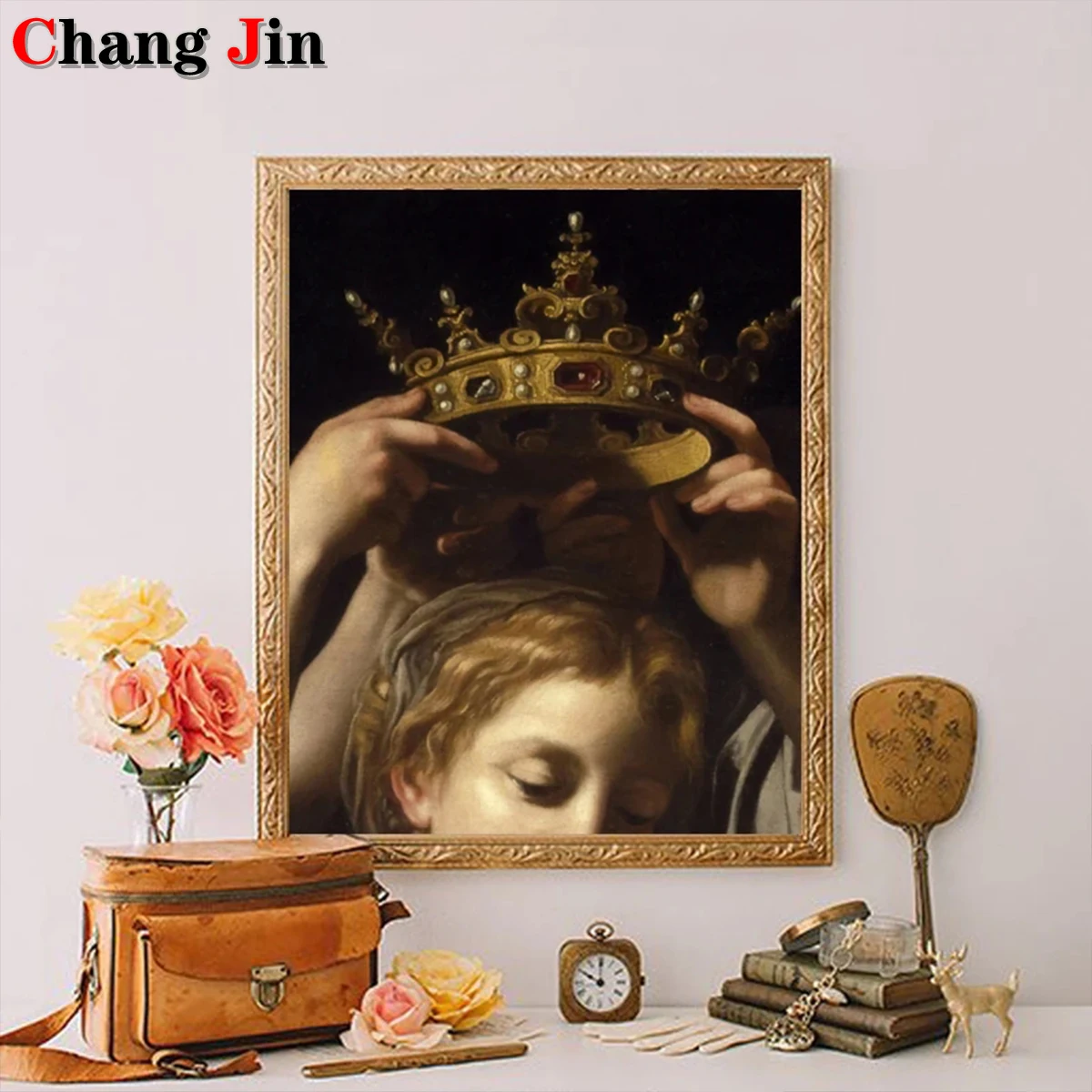 

Винтажная Женская Корона портрет измененное искусство алмазная живопись Набор для вышивки крестиком 5D Diy эклектическая Алмазная мозаика д...