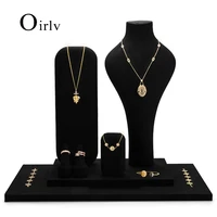 oirlv newly black jewelry display props set earrings stand necklace mannequin jewelry organizer tray black