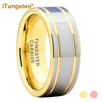 itungsten 8mm gold rose gold tungsten ring for men women engagement wedding band fashion jewelry flat polished comfort fit