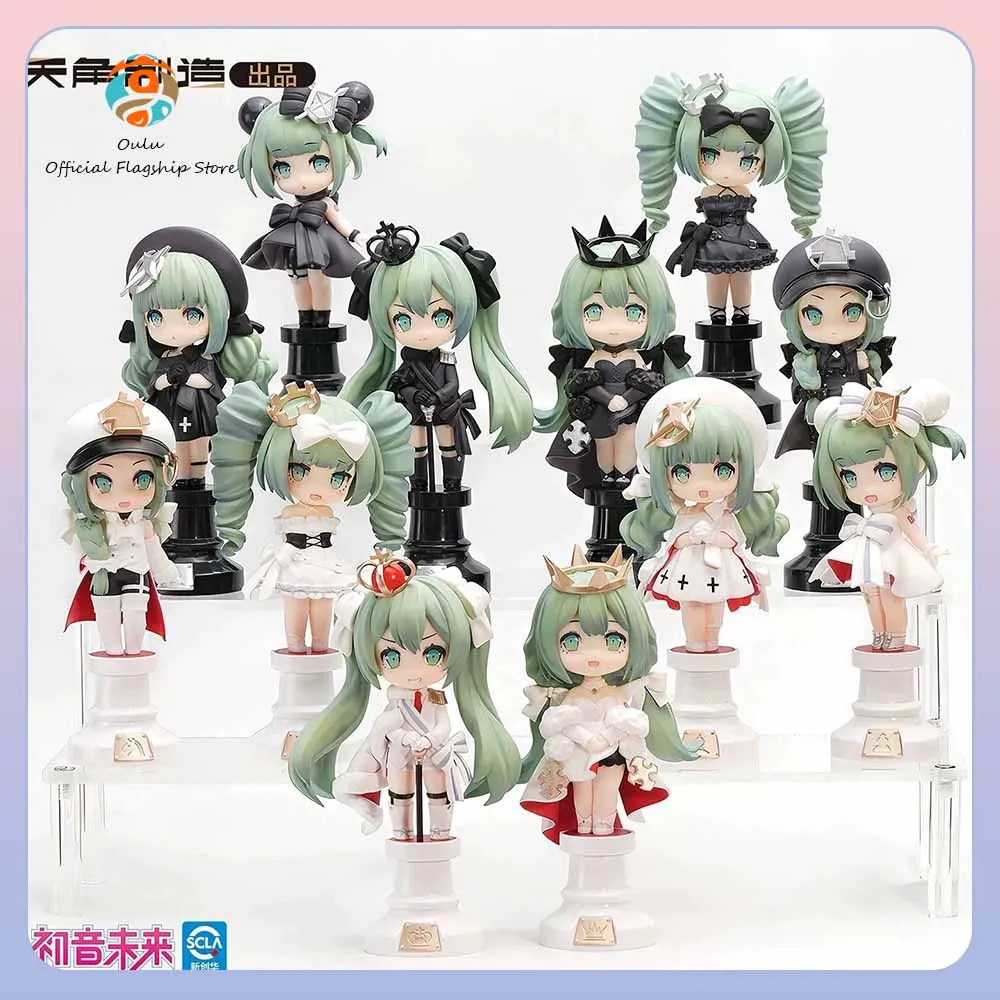 Фото Новая оригинальная коллекционная фигурка Tenky Comics Hatsune Miku: серия «Шахматы» (черно-белая версия) — загадочная коробка-сюрприз, аниме-фигурка, украшение, подарок №2