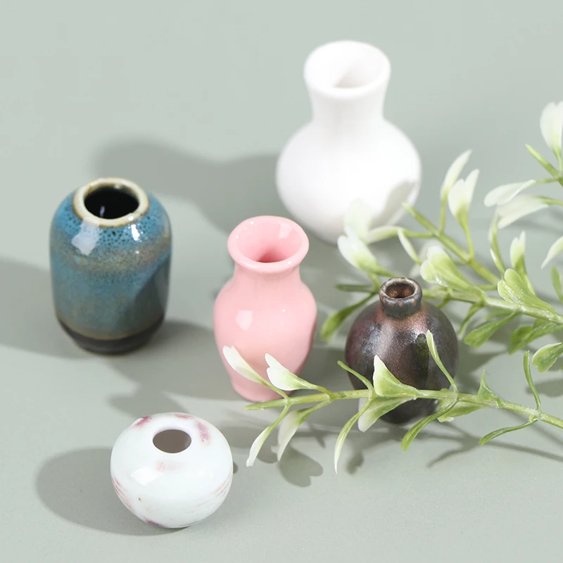 

5Pcs 1:12 Dollhouse Miniature Porcelain Flower Vase Dolls House Accessories