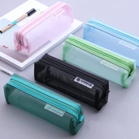 transparent stationery pencil bag student examination dedicated nylon mesh pen case unisex large capacity pouch school supplies