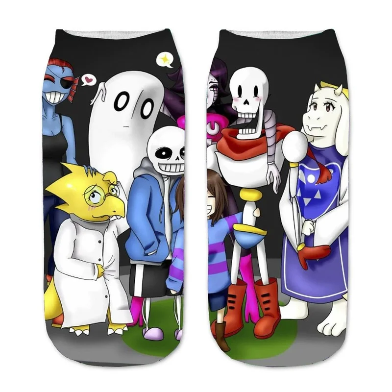 Женские носки с 3D-принтом Undertale Короткие хлопковые без рисунка бумажная ткань