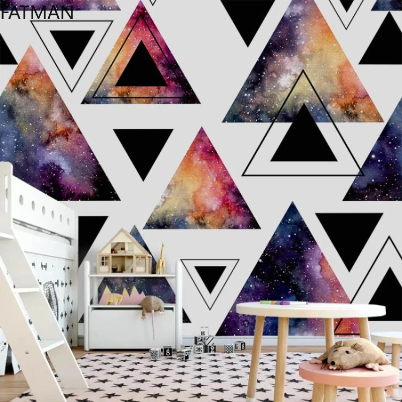 FATMAN Custom Color Geometric Nordic Minimalist Dining Milk Tea 3d Wallpaper Lounge Bar Internet Cafe Large Wall Mural Dropship |