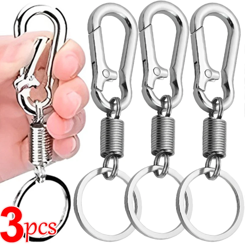 

Stainless Steel Retractable Spring Key Chain Gourd Buckle Carabiner Keychain Waist Belt Clip Keyring Anti-lost Buckle Hanging
