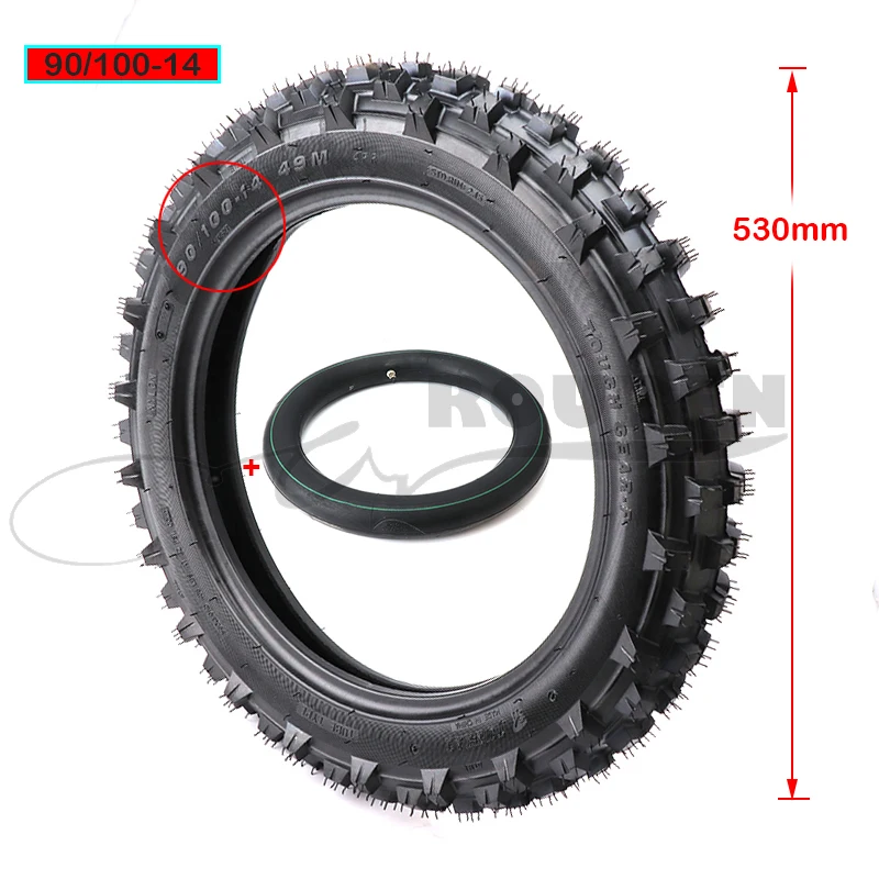 

Motorbike Tire 90/100-14 Rear & Tube Motocross Off Road Dirt Bike 14" inch Back
