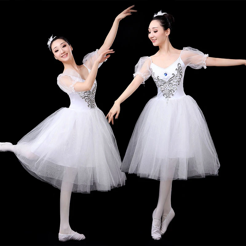 

Women White Professional Ballerina Stage Ballet Tutu Dance Dress Swan Lake Dance Costumes Girls Gymnastics Leotards Dancewear