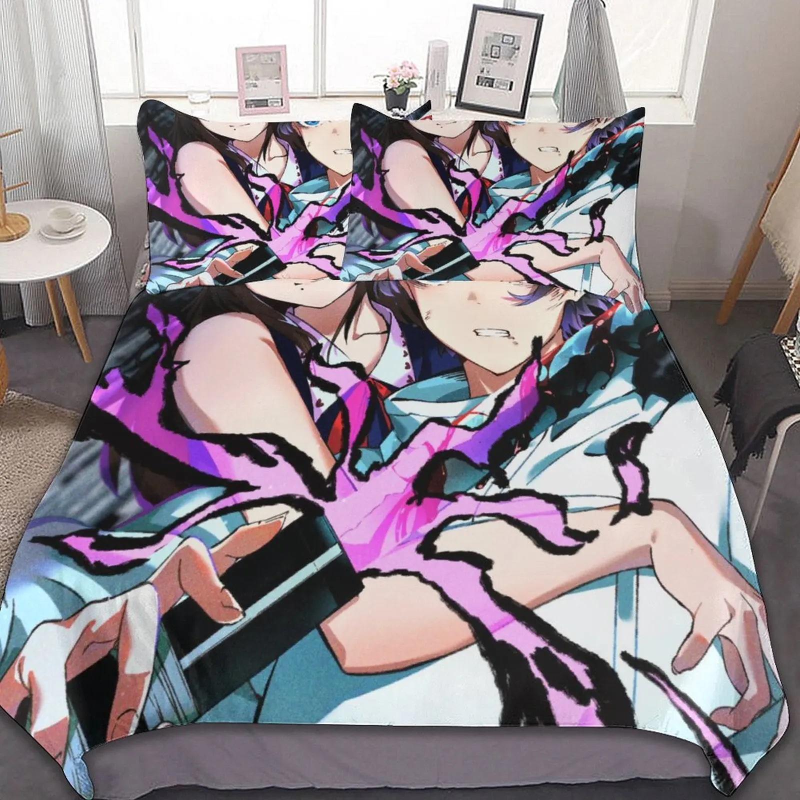 

3-Piece Bedding Set (1 Duvet Cover + 2 Pillow Shams) Jujutsu Kaisen Style 86"x70",79"x90",90"x90"