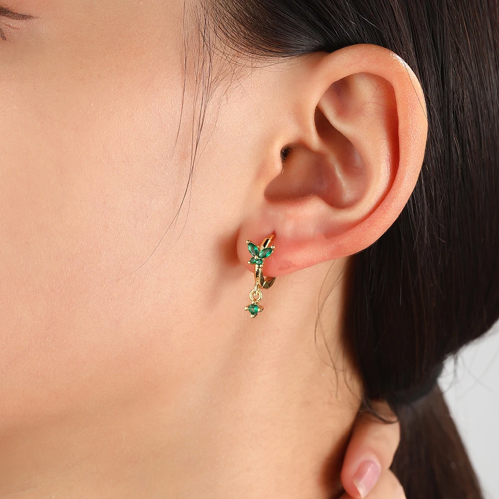 925 Sterling Silver Ear Buckle Exquisite Butterfly Crystal Zircon Hoop Earrings Popular Fashion Jewelry For Ladies Birthday Gift