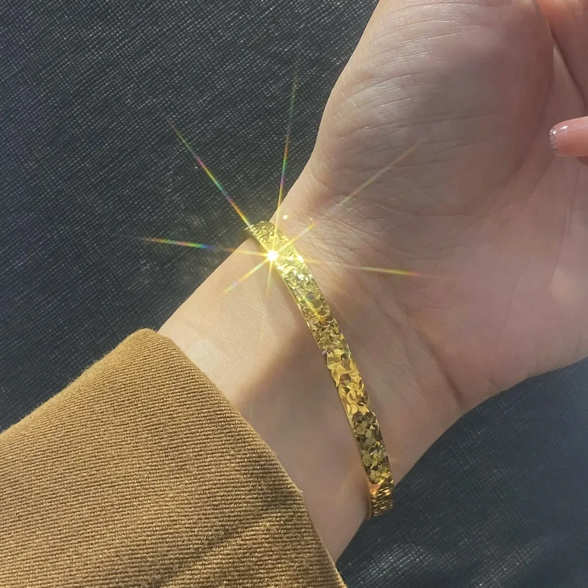 Высококачественный женский браслет 9999 настоящий золотой в виде чешуи дракона