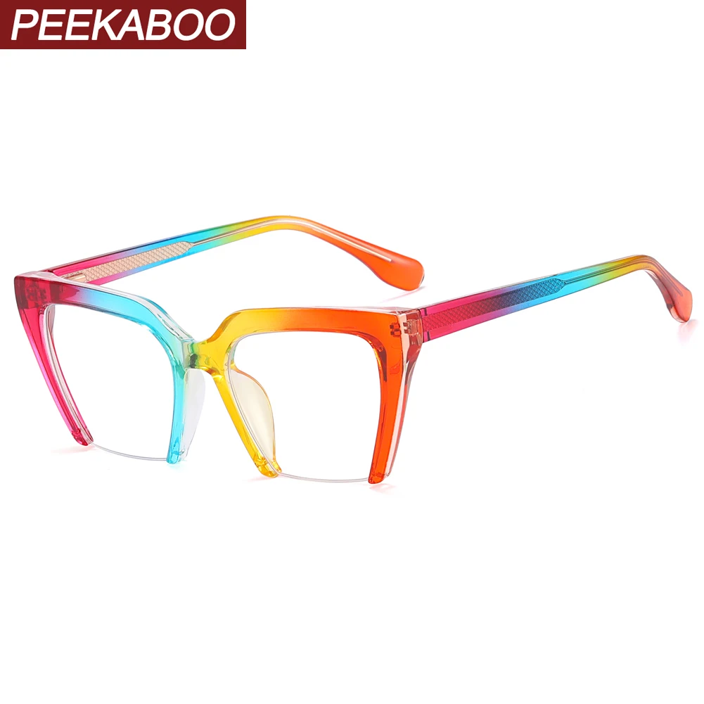 

Peekaboo Большая квадратная оправа для очков, оптические женские прозрачные линзы, очки кошачий глаз, анти-синий светильник, женский леопардовый Черный, высокое качество