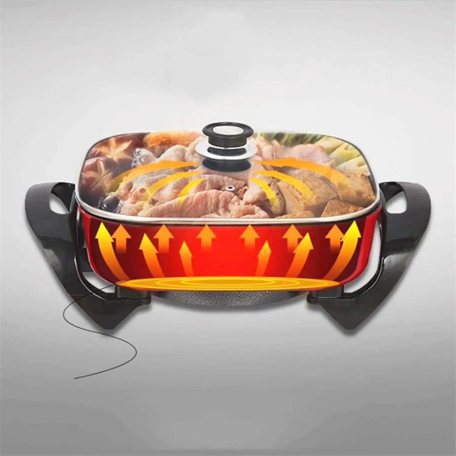 Антипригарная сковорода на 5 л с контролем температуры и стеклянной крышкой