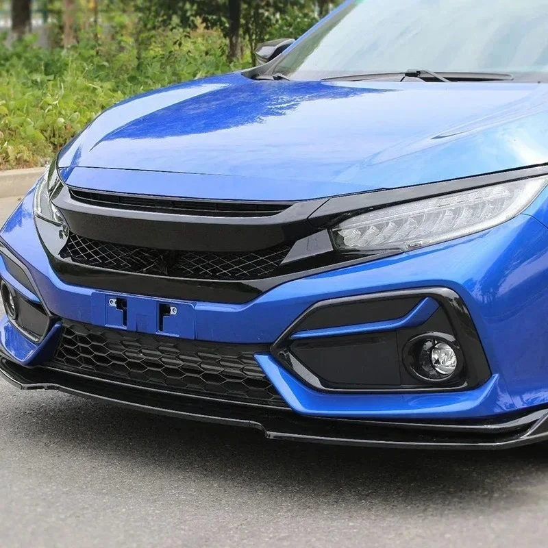 Фото Для Honda Civic 10-го поколения 2016 2017 2018 2019 2020 2021 автомобильный передний бампер гоночная решетка решетка верхний капот сетчатый обвес комплект внешний №4