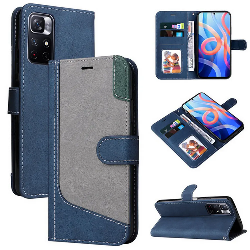 

Poco X4 Pro 5G 2022 Splice Luxury Leather Texture Wallet Case for Xiaomi Pocophone X4 NFC Flip Case Poco X4 Pro X 4 NFC Cover
