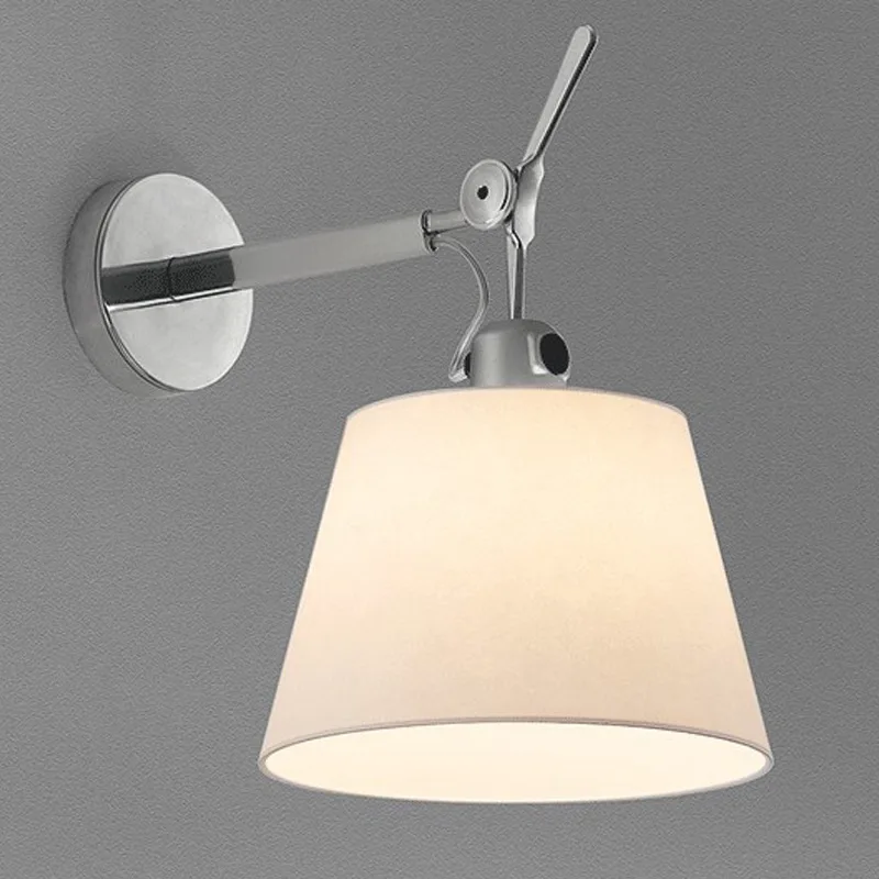

Nordic Modern Chrome Metal Single Wall Lamp Simple Creative Fabric Adjust Bedside Living room Bedroom Decor LED Lighting Fixture
