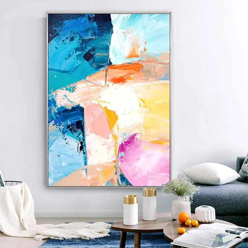

Ручная роспись Абстрактная гостиная спальня декоративная живопись простой скандинавский цвет прикроватная живопись разноцветный цветной...