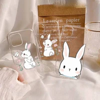 cute rabbit cartoon phone case transparent soft for iphone 12 11 13 7 8 6 s plus x xs xr pro max mini
