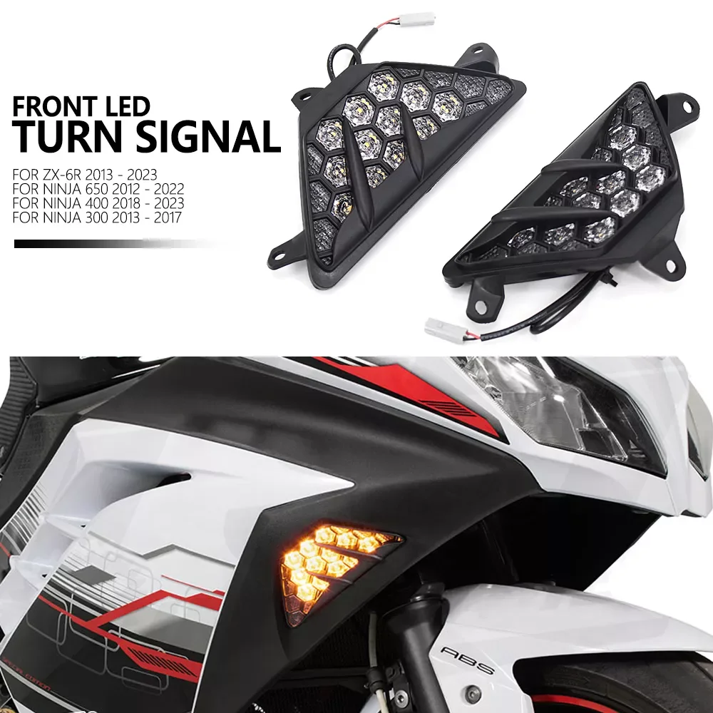 

NEW2023 Accessories for kawasaki Ninja NINJA 300 400 650 1000 LED Front Turn Indicator Blinker Signal Light ZX6R ZX-6R 2013 - 20