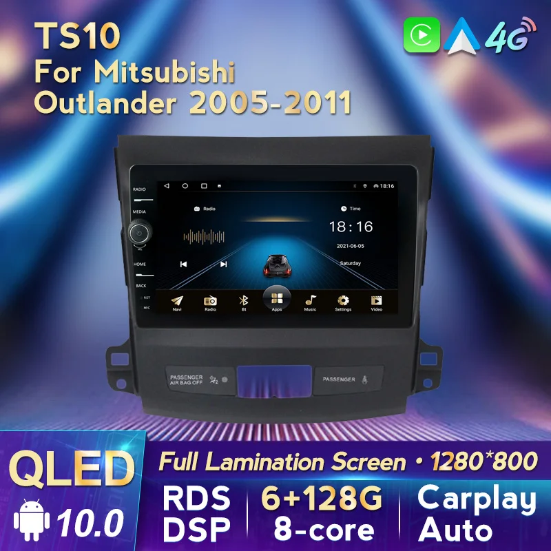 

Android 10 QLED экран 6 + 128G автомобильное радио для Mitsubishi Outlander 2005-2011 мультимедийный видеоплеер GPS навигация DSP RDS 4G WIFI
