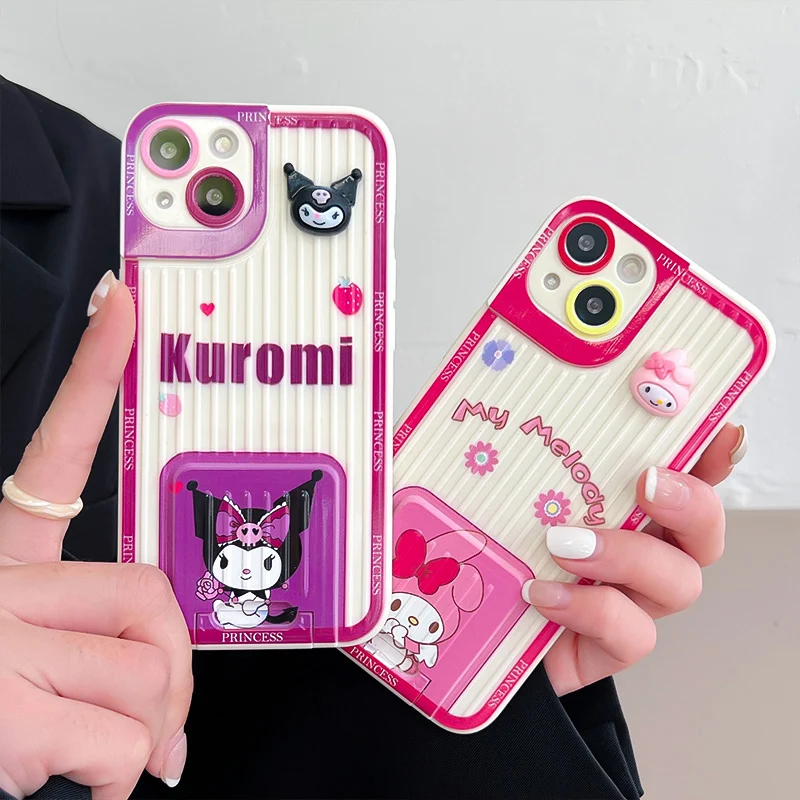 

BANDAI Cute Japan kuromi my melody Stand Holder phone case for iPhone12 12Pro 12Promax 11 13 Pro 11Promax X XS MAX XR cover