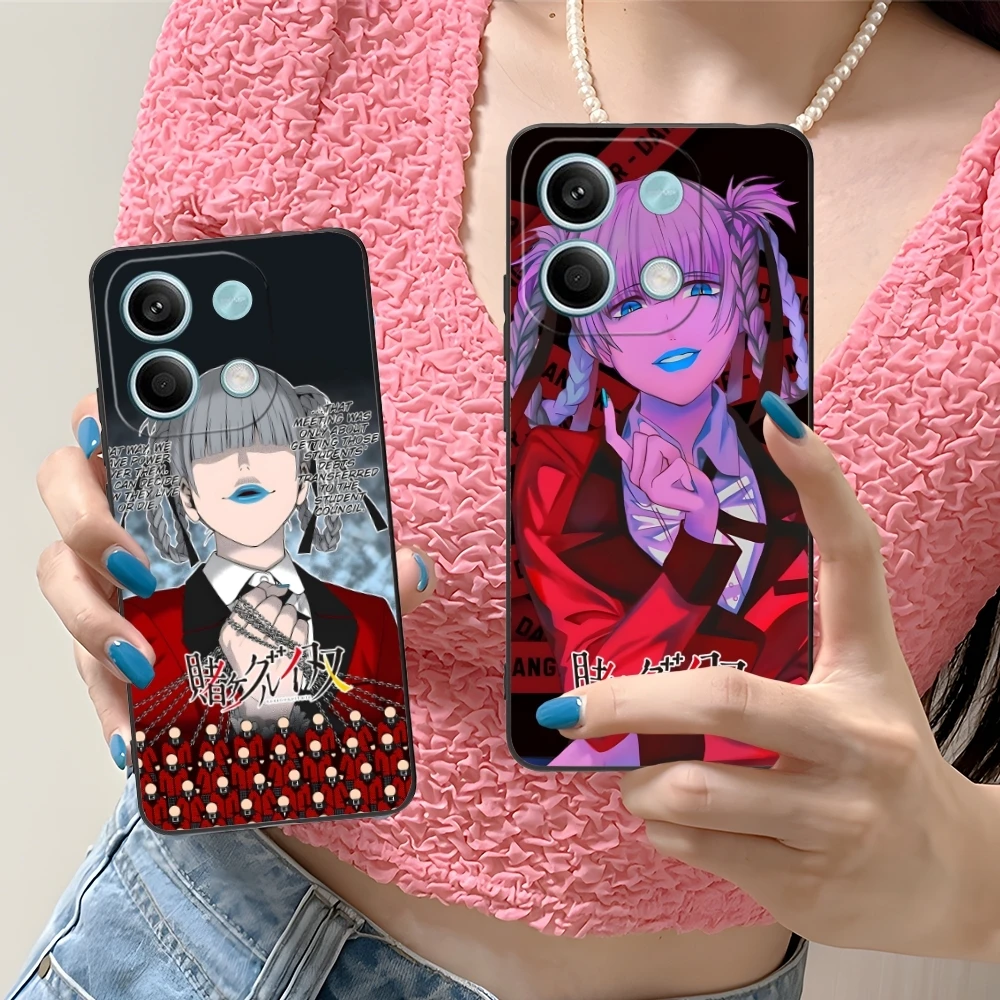 Kakegurui Kirari Anime Mobile Cell Phone Case for Xiaomi Redmi Note 13 12 11 10 9 8 7 6 S A Pro Lite Plus 5G Black Cover Shell