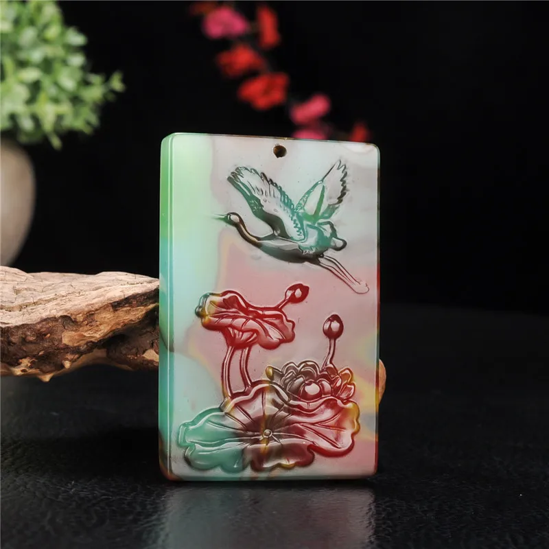 Фото Xinjiang Hetian Jade Color Jade Lotus Xianhe фирменный кулон для мужчин и женщин Золотой нефрит популярный кулон Lianke №3