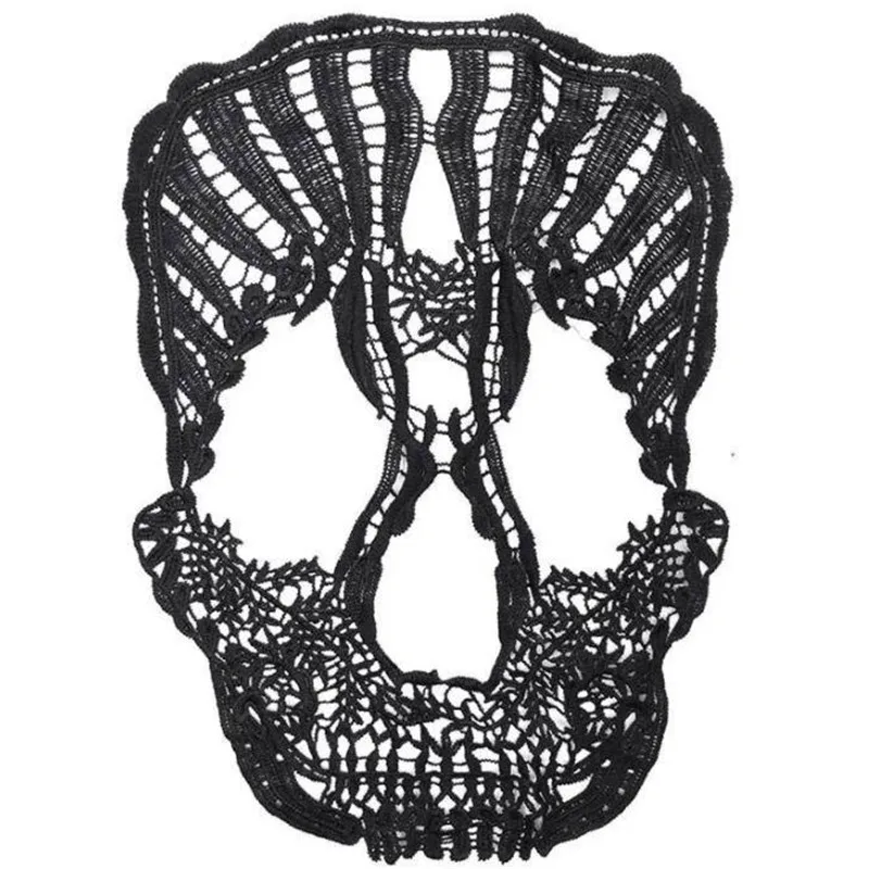 

Clothing Women Men Diy 29CM Skull Embroidery Lace Patch deal with it Sew on patches for clothes Dress Fabric Applique