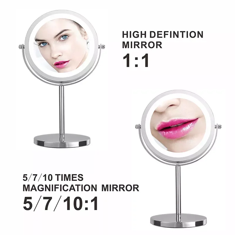 

NEW2023 7in Led Makeup 10X Magnifying Cosmetic Mirror with Light Touch Dimmer Switch Make up Double Side Desktop Vanity Mirror D