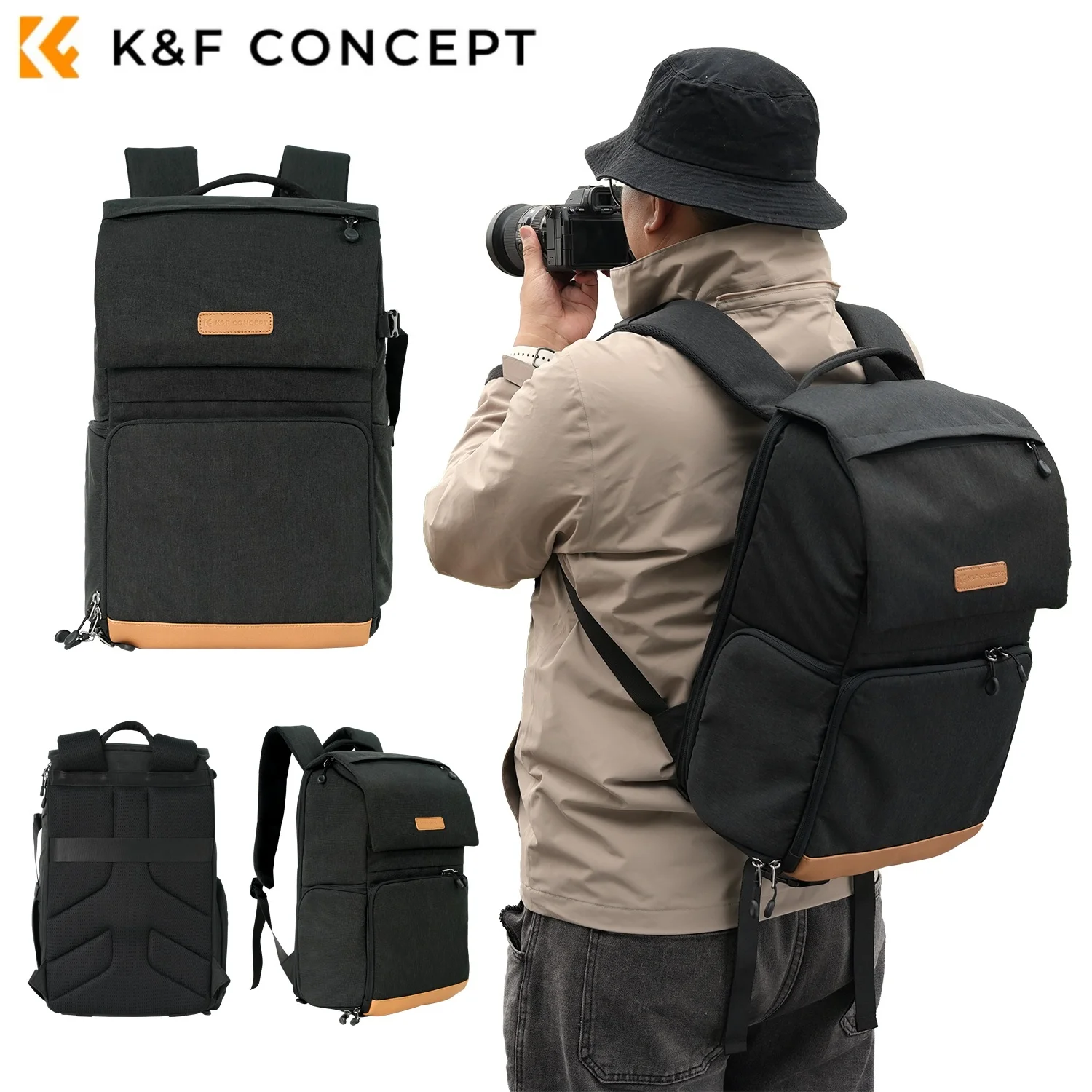 Фото K&F Concept Beta 22L Сумки для фотоаппаратов Легкие профессиональные рюкзаки для фотоаппаратов большой вместимости с дождевиком для ноутбука 15,6 дюймов №1