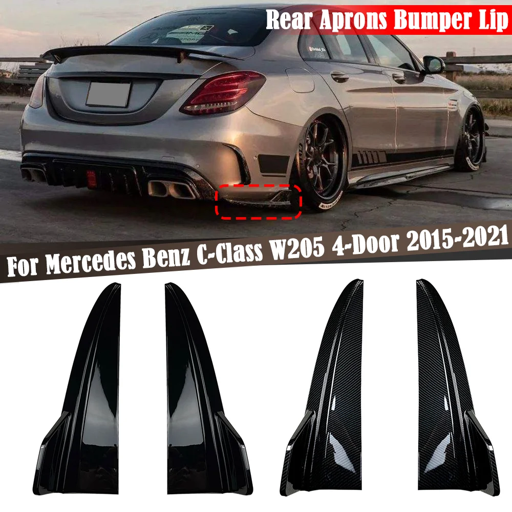 Pair Car Rear Bumper Lip Aprons Spats Splitters Diffuser Canard Protector For Mercedes Benz C-Class W205 C180 C260 C63 2015-2021